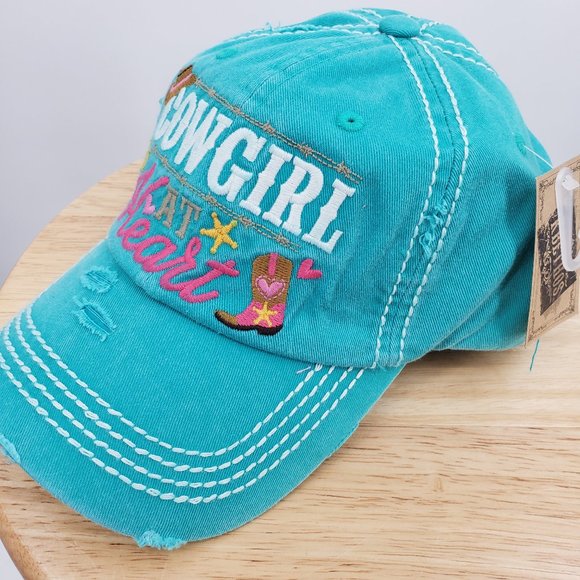 KBETHOS Cowgirl At Heart Distressed Ball Cap Hat - Picture 2 of 6